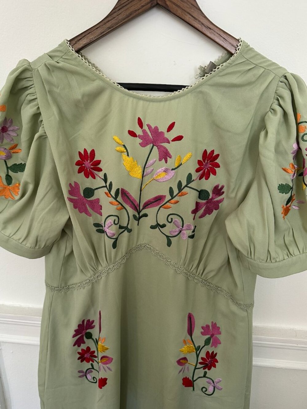 Mint Green Floral Embroidered ASOS Midi Dress